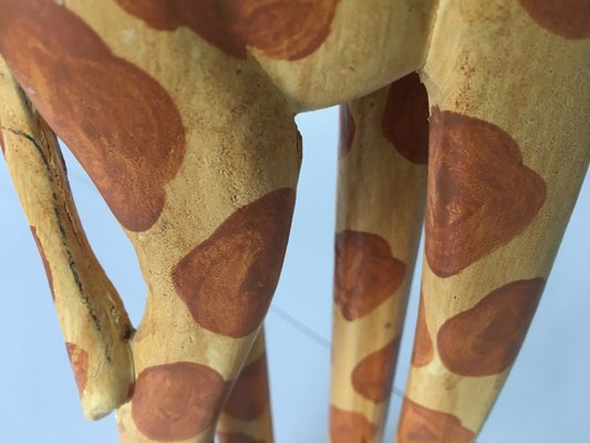 Giraffe Hand Carved from Wood, 1990s-WQQ-1065311