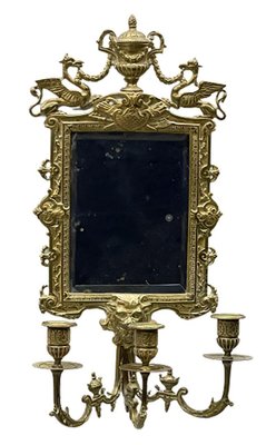 Girandole Mirrors with 3-Armed Candleholders, 1900s, Set of 2-UCH-1224545