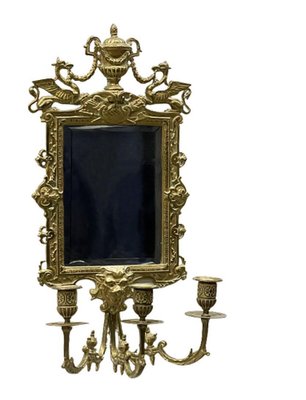 Girandole Mirrors with 3-Armed Candleholders, 1900s, Set of 2-UCH-1224545