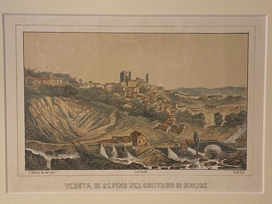 Girelli and Giuli - View of Sepino (Molise, Italy) - Lithograph - 19th Century-ZCI-837057