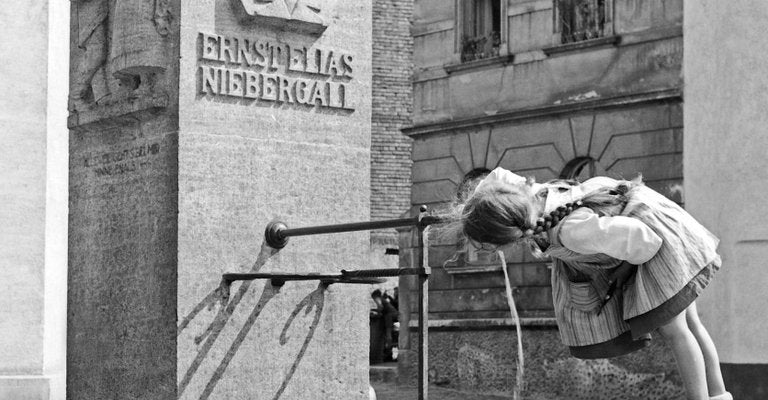 Girl at Ernst Elias Niebergall Fountain Darmstadt, Germany, 1938, Printed 2021-DYV-997882