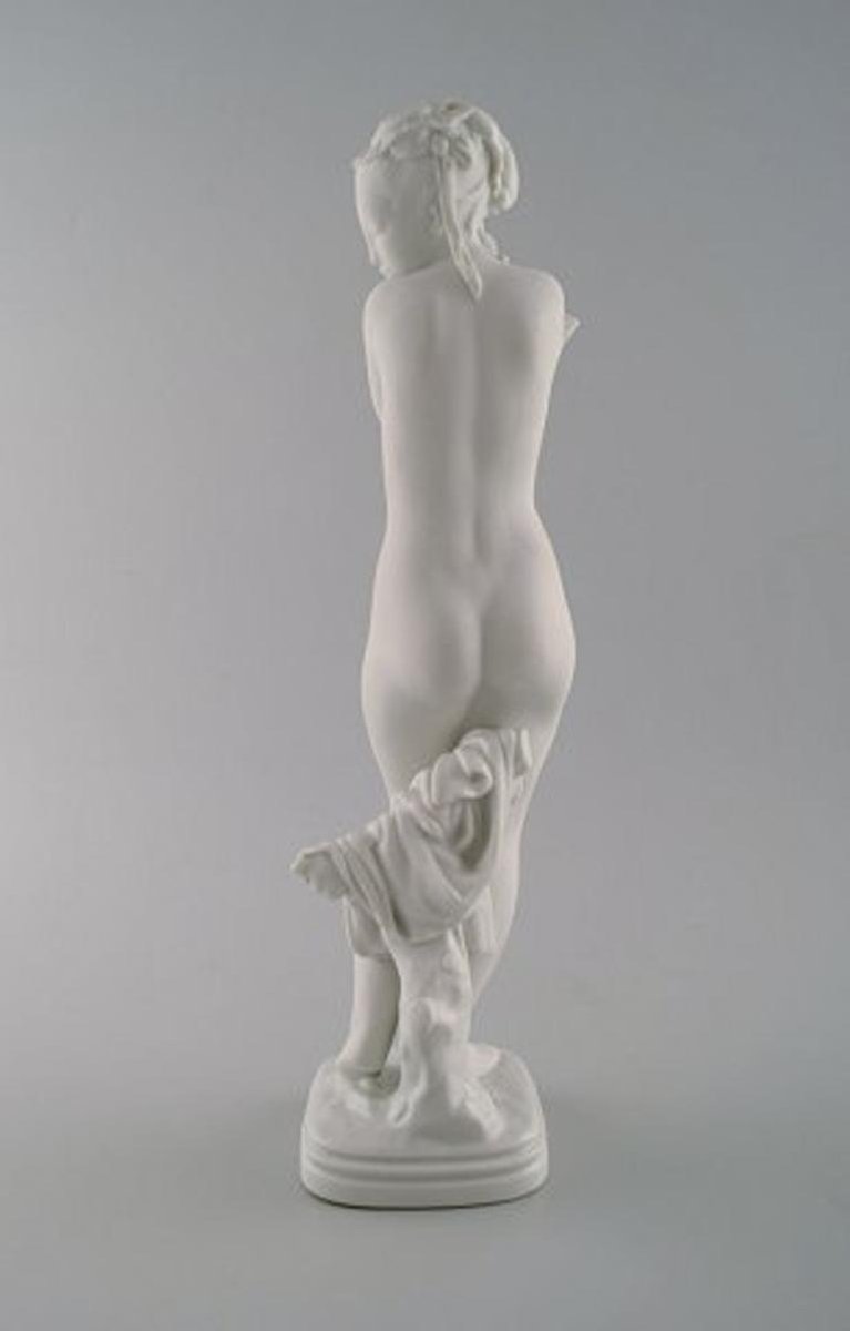 Girl Bathing Porcelain and Biscuit Sculpture by Gerhard Henning for Royal Copenhagen, 1920s