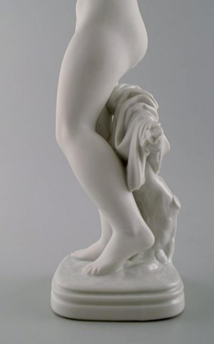 Girl Bathing Porcelain and Biscuit Sculpture by Gerhard Henning for Royal Copenhagen, 1920s