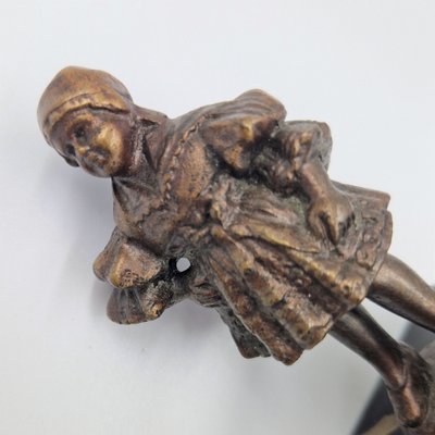 Girl Bronze Figure on Marble Base, 1890s-WK-1762445