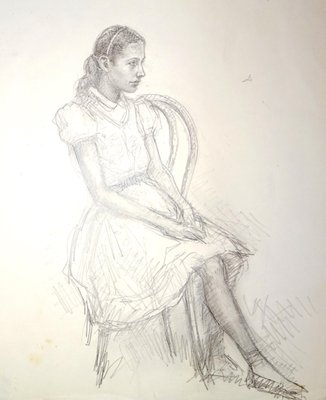 Girl - Original Pencil Drawing by J.L. Rey Vila - 1959-ZCI-755059