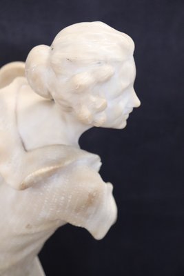 Girl Playing Tennis, White Carrara Marble, Early 20th Century-DCO-2021377