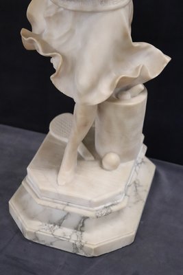 Girl Playing Tennis, White Carrara Marble, Early 20th Century-DCO-2021377