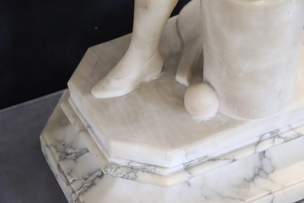 Girl Playing Tennis, White Carrara Marble, Early 20th Century-DCO-2021377