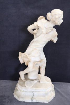 Girl Playing Tennis, White Carrara Marble, Early 20th Century-DCO-2021377