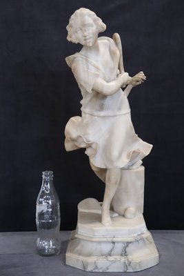 Girl Playing Tennis, White Carrara Marble, Early 20th Century-DCO-2021377