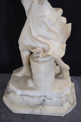 Girl Playing Tennis, White Carrara Marble, Early 20th Century-DCO-2021377