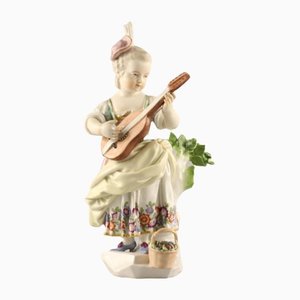 Girl with a Lute in Ceramic, 19th Century-WMV-1168912