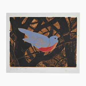 Giselle Halff, Bird in the Branches, Woodcut Print, Mid,20th-Century-ZCI-1164192