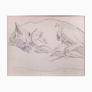 Giselle Halff, Sleeping Cat, Original Pencil Drawing, 1965-ZCI-1324394