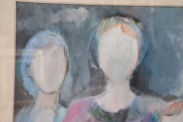 Giuliana Pardini, Figures, Oil on Canvas, 1973, Framed-DCO-1425131