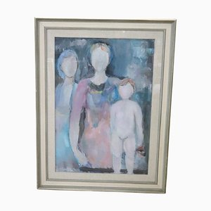 Giuliana Pardini, Figures, Oil on Canvas, 1973, Framed-DCO-1425131