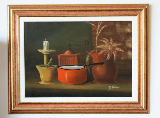 Giuliano Ottaviani, Still Life, 1980s, Oil on Canvas, Framed