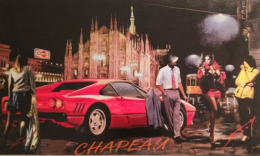 Giuliano Pisati, Chapeau Duomo Ferrari, Retouched Print on Canvas