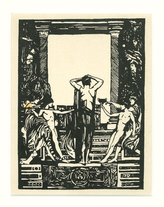 Giulio Aristide Sartorio, Figure, Woodcut, Early 20th Century