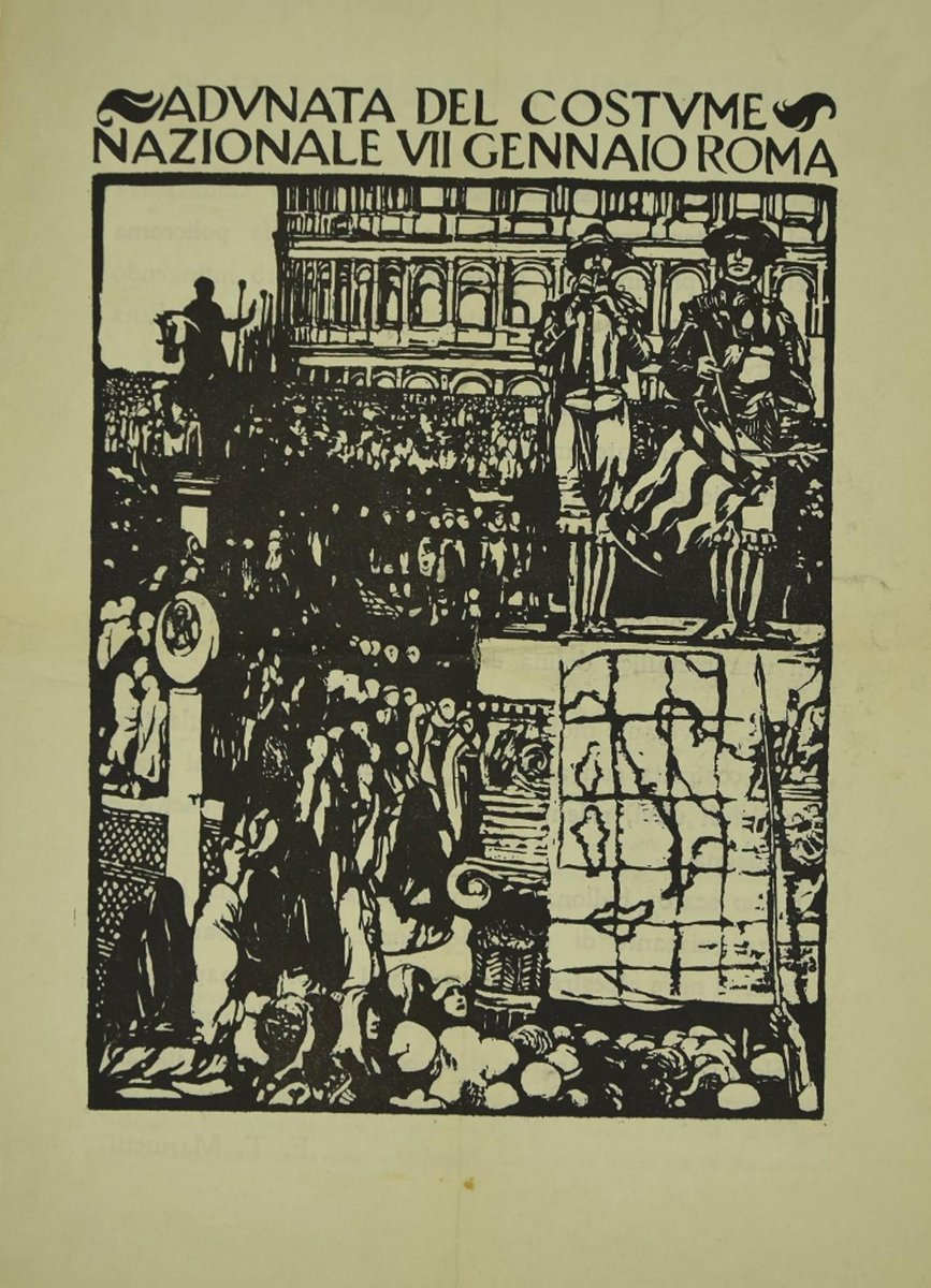 Giulio Aristide Sartorio, Gathering of the Costume, Original Woodcut, 1938