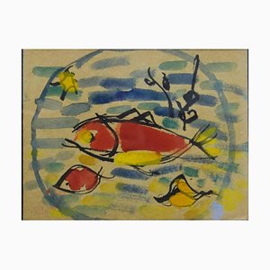 Giulio Da Milano, Fish Watercolor Painting, 1937-QUE-944076