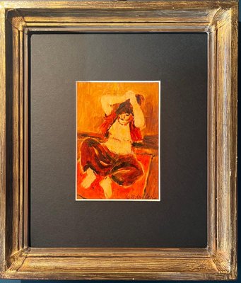 Giulio da Milano, Red Odalisque, 1947, Oil Painting-QUE-1399471