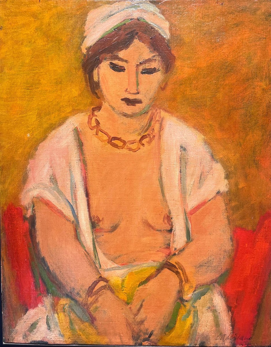 Giulio da Milano, Yellow Odalisque, 1937, Oil Painting