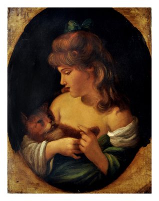 Giulio Di Sotto, Girl with Kitten, 2008, Oil on Canvas, Framed-YUW-1317062