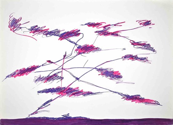 Giulio Turcato, Abstract Violet Composition, Original Screenprint, 1976-ZCI-972073