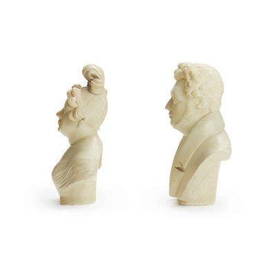 Giuseppe Benassai, Busts, 1834, Alabaster Statues, Set of 2-TBU-2024768