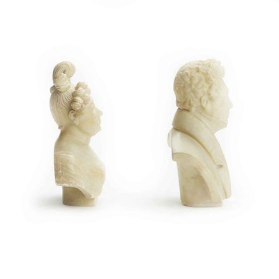 Giuseppe Benassai, Busts, 1834, Alabaster Statues, Set of 2-TBU-2024768