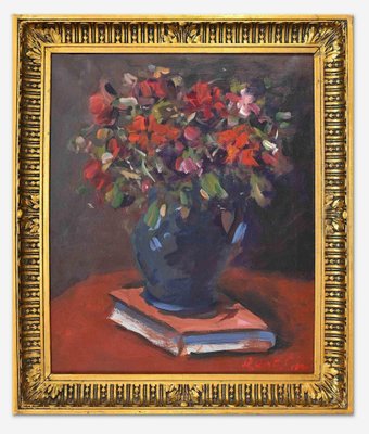 Giuseppe Bertolini, Still Life with Vase of Flowers, Oil on Canvas, 1970s-ZCI-1420171