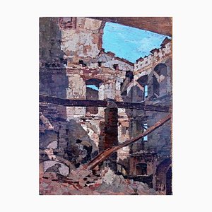 Giuseppe Comparini, Bombed Houses, 1944, Oil on Panel-KHH-1242143