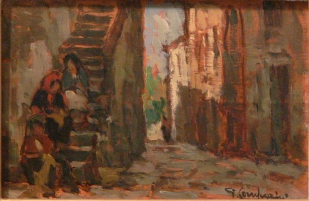 Giuseppe Comparini, Stepladder in the Alley, Oil on Canvas, 1971-KHH-1242144