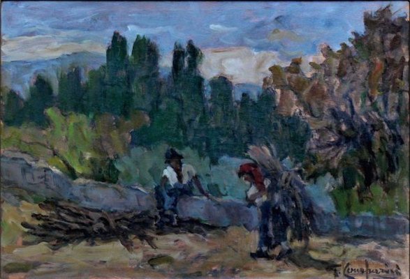 Giuseppe Comparini, Wood Harvest, 1969, Oil on Canvas-KHH-1243702