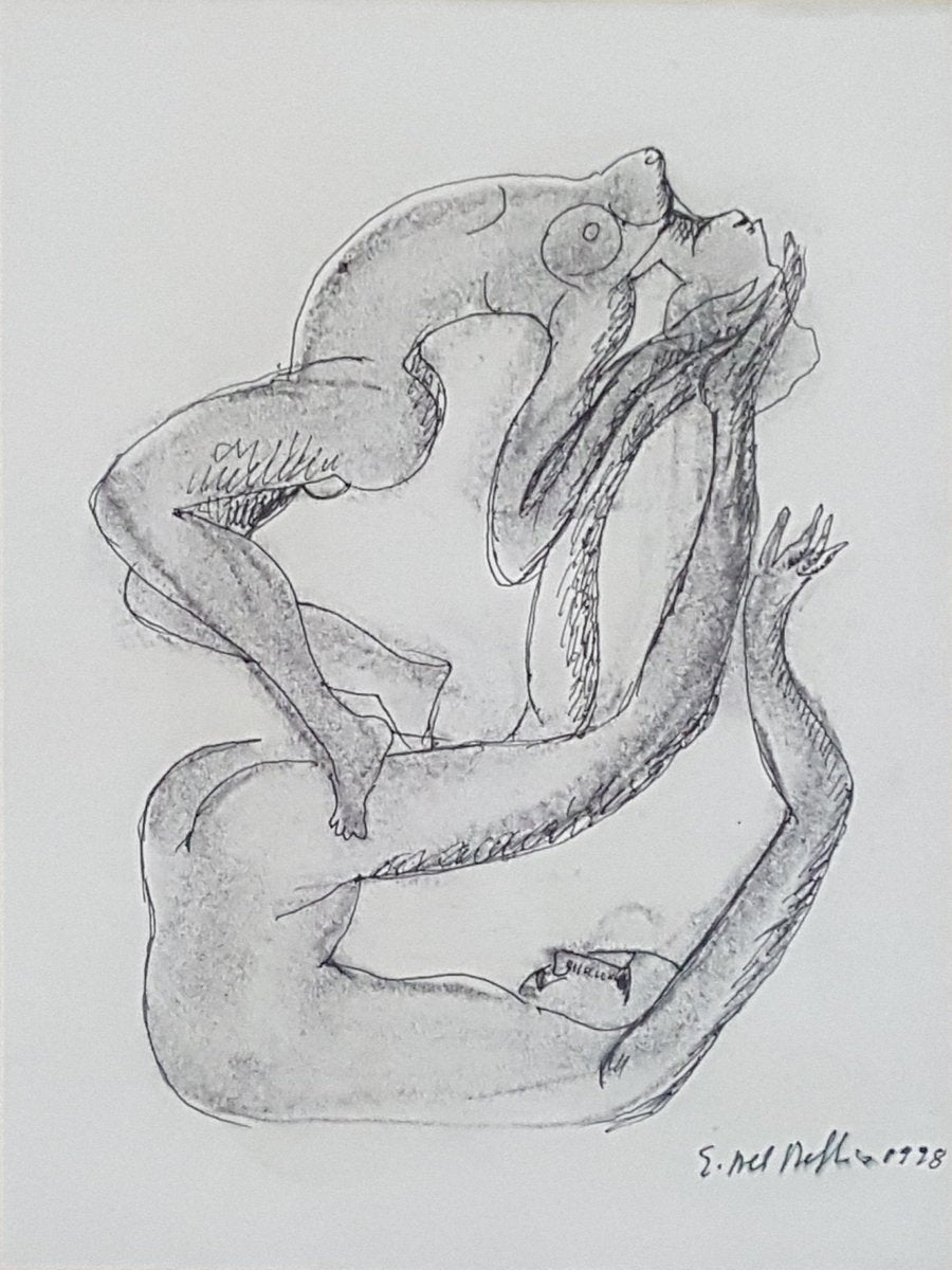 Giuseppe Del Debbio, Two Nudes, Drawing on Paper, 1998