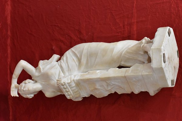 Giuseppe Gambogi, Young Girl Sculpture, 19th Century, Alabaster-YVI-1791530