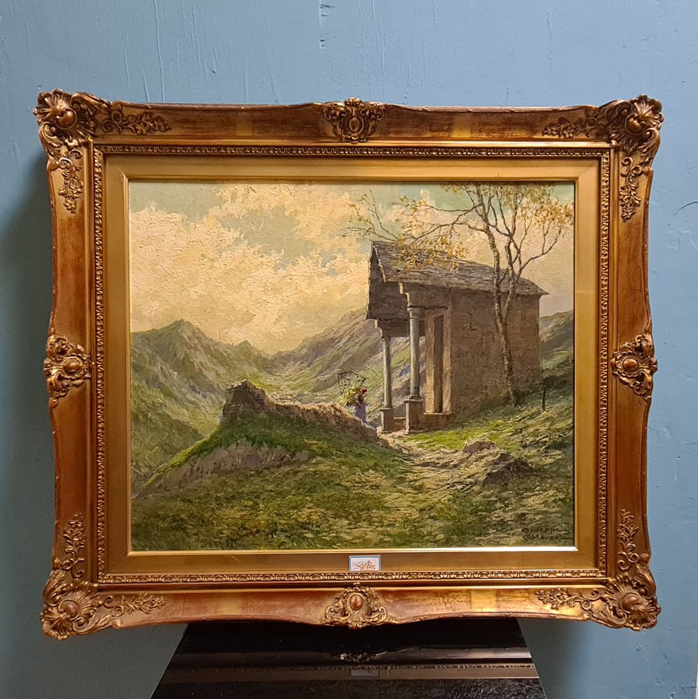 Giuseppe Gheduzzi, Landscape, Early 1900s, Oil on Wood, Framed