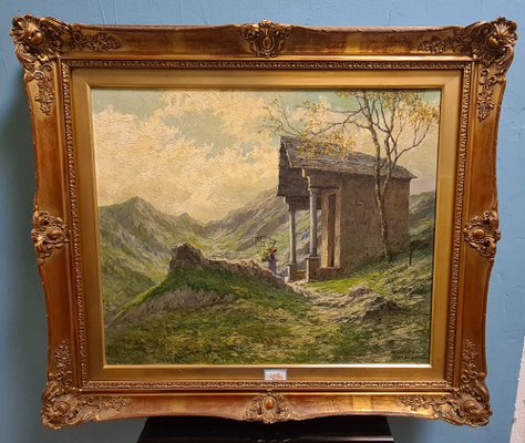 Giuseppe Gheduzzi, Landscape, Early 1900s, Oil on Wood, Framed