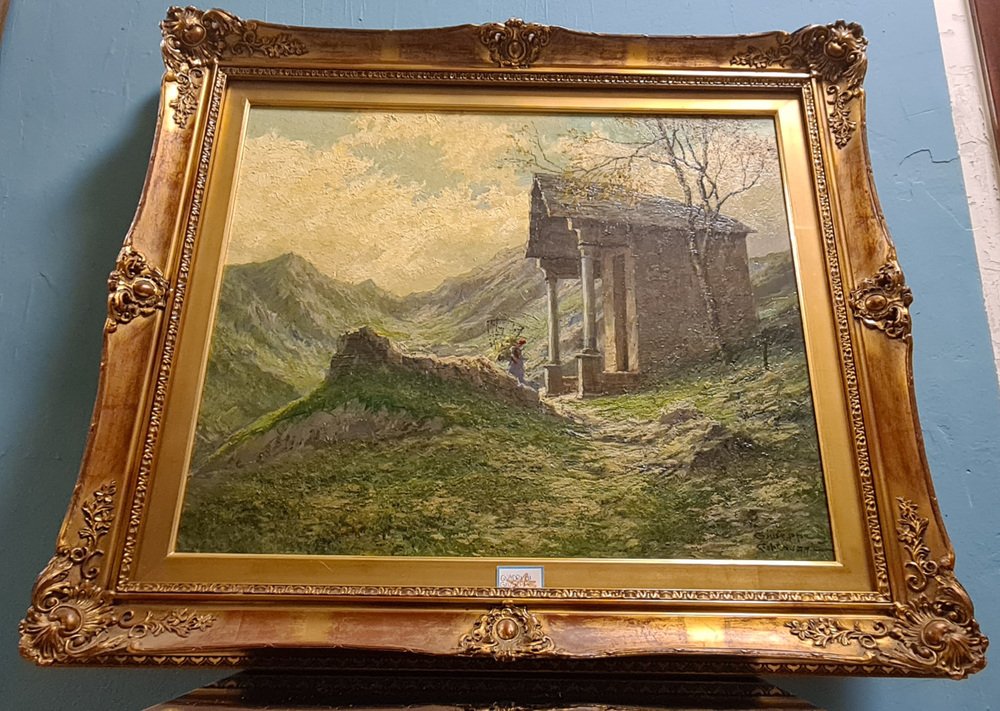 Giuseppe Gheduzzi, Landscape, Early 1900s, Oil on Wood, Framed