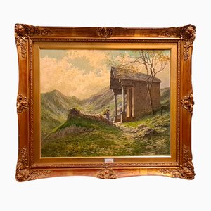 Giuseppe Gheduzzi, Landscape, Early 1900s, Oil on Wood, Framed-RPW-1819485