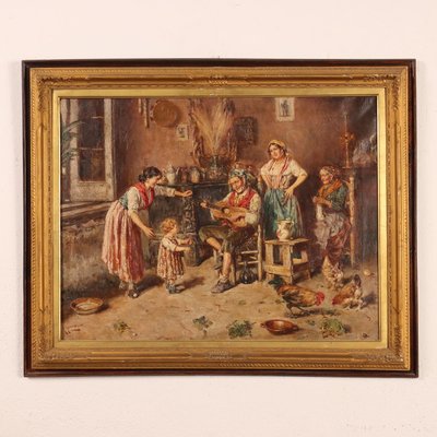 Giuseppe Giardiello, Scene with a Concert, Oil on Canvas, 19th Century-VMM-1713283