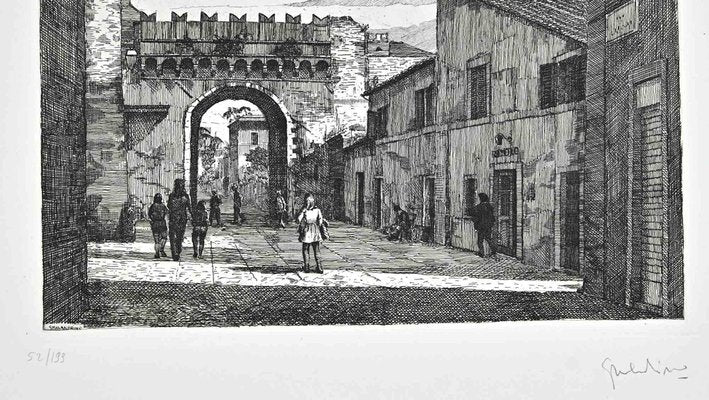 Giuseppe Malandrino, Borgo Pio, Rome, Etching, 1970-ZCI-1788687