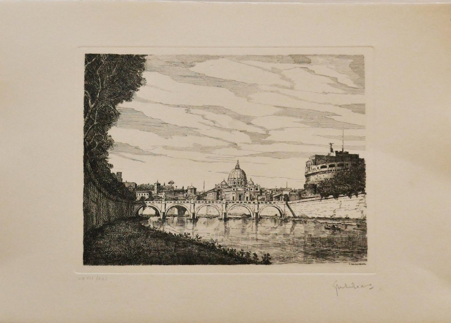 Giuseppe Malandrino, Castel Sant'angelo, Etching, 1970s