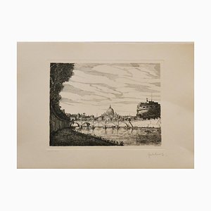 Giuseppe Malandrino, Castel Sant'angelo, Etching, 1970s-ZCI-847342