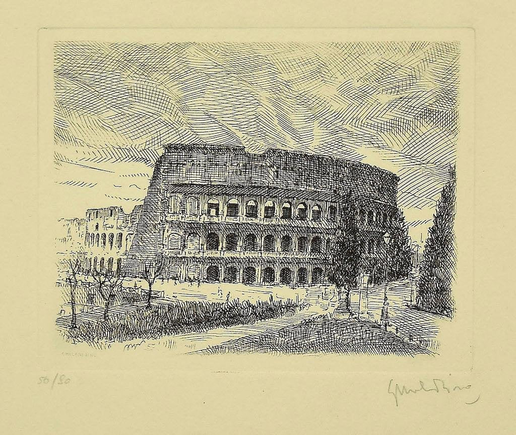 Giuseppe Malandrino, Colosseum, Etching, 1970s