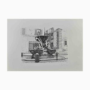 Giuseppe Malandrino, Fountain of the Turtles, Original Etching, 1970-ZCI-1344775