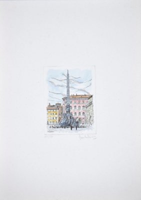 Giuseppe Malandrino, Navona Square, Etching, 1960-ZCI-802997