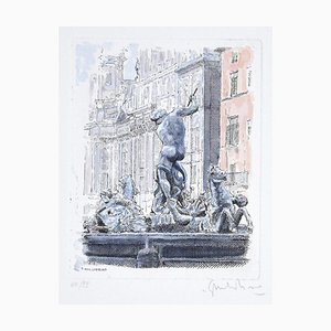 Giuseppe Malandrino, Navona Square, Etching, 1960s-ZCI-803004