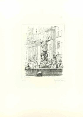 Giuseppe Malandrino, Navona Square, Etching, 1970s-ZCI-1788699